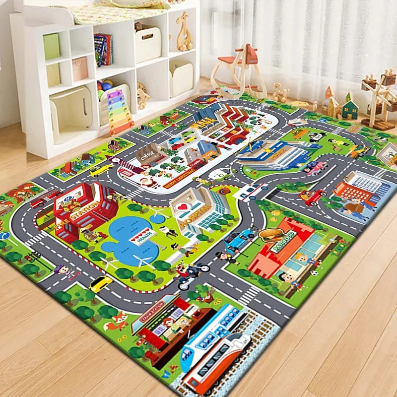 Outdoor Adventure Educator - Karpet Peta Kota Anak-Anak Warna-Warni, Alas